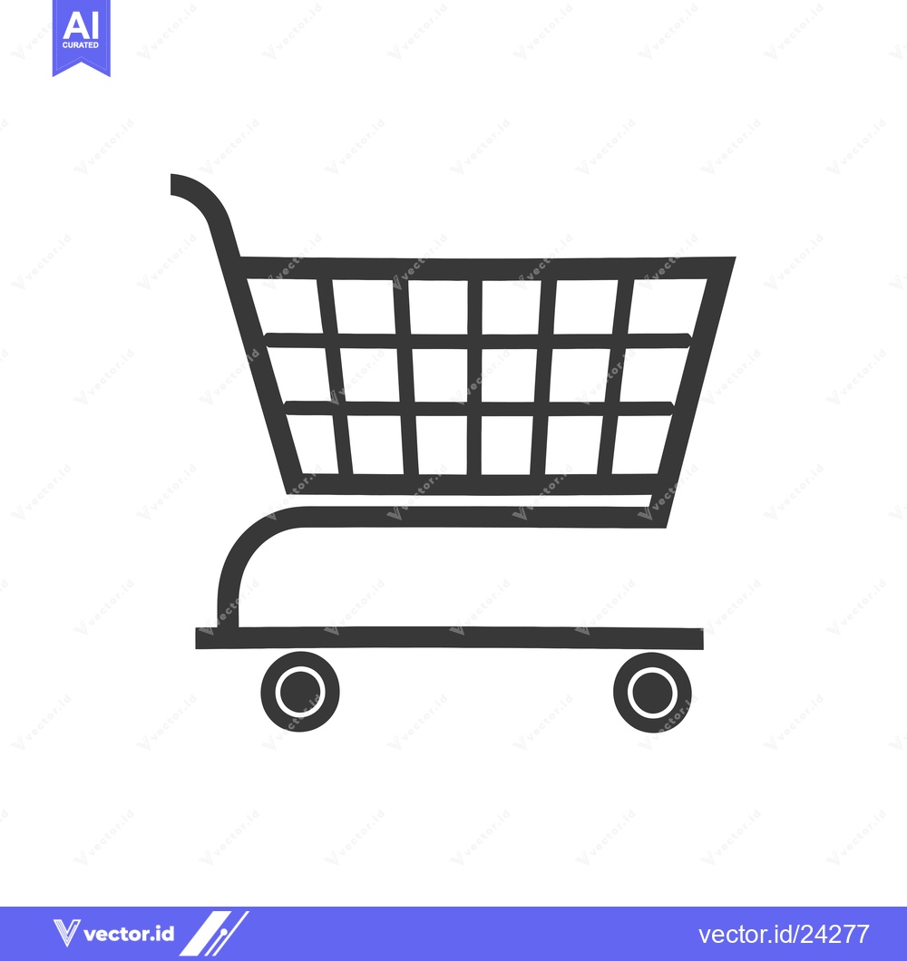 Premium Vector of Black and White Illustration of a Shopping Cart