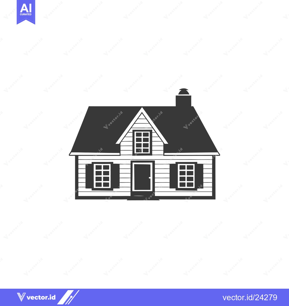 Premium Vector of Black and White Illustration of a Simple House with a Chimney