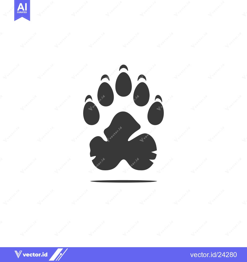 Premium Vector dari Black and white illustration of a single bear paw print