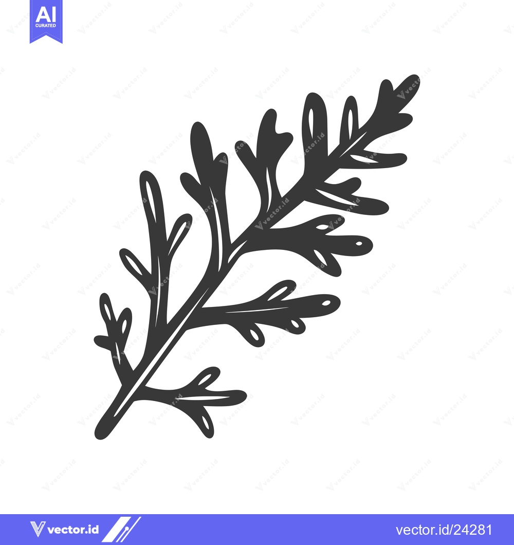 Premium Vector dari Black and White Illustration of a Single Branch with Leaves