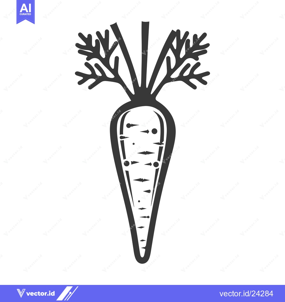 Premium Vector dari Black and White Illustration of a Single Carrot