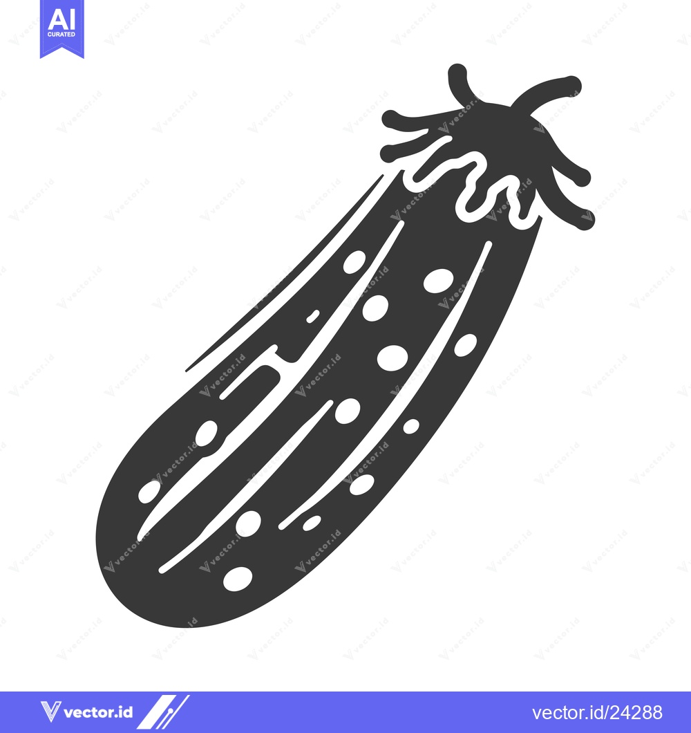 Premium Vector of Black and white illustration of a single cucumber