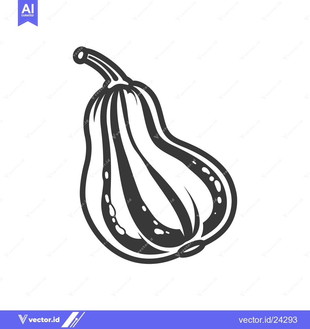 Premium Vector dari Black and White Illustration of a Single Gourd