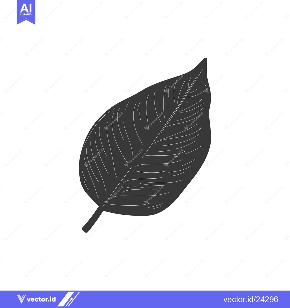 Premium Vector dari Black and White Illustration of a Single Leaf with Veins