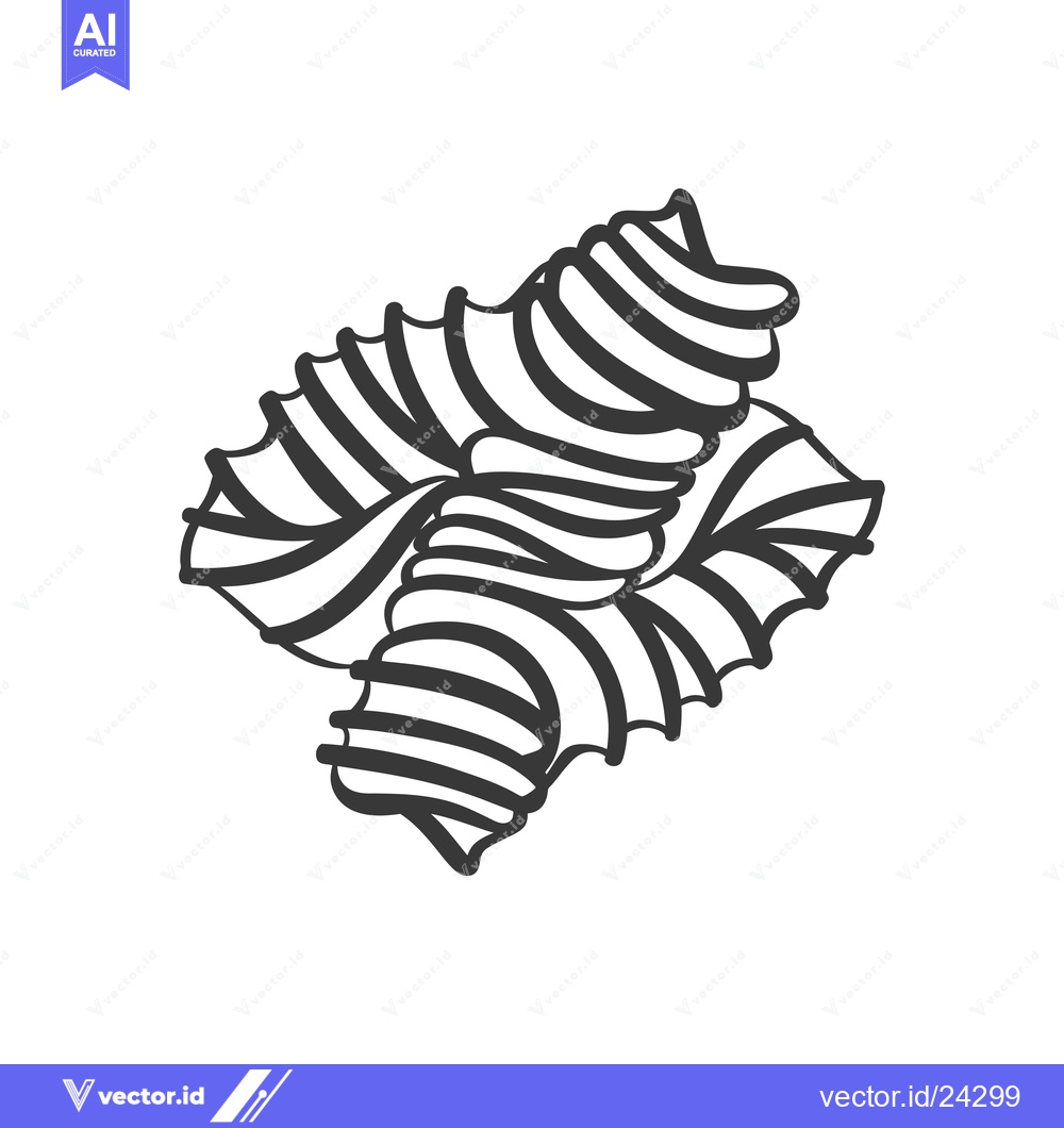 Premium Vector dari Black and White Illustration of a Single Serving of Rotini Pasta