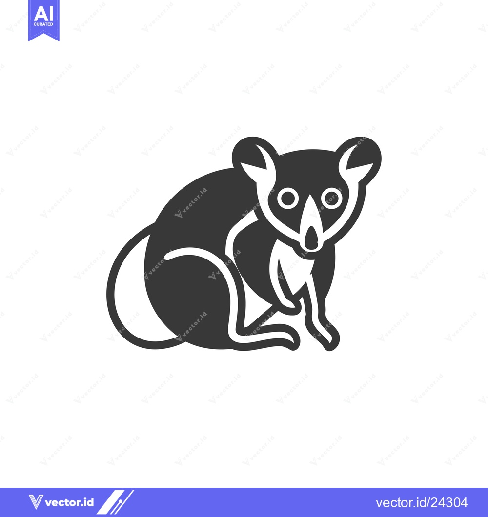 Premium Vector of Black and White Illustration of a Sitting Lemur