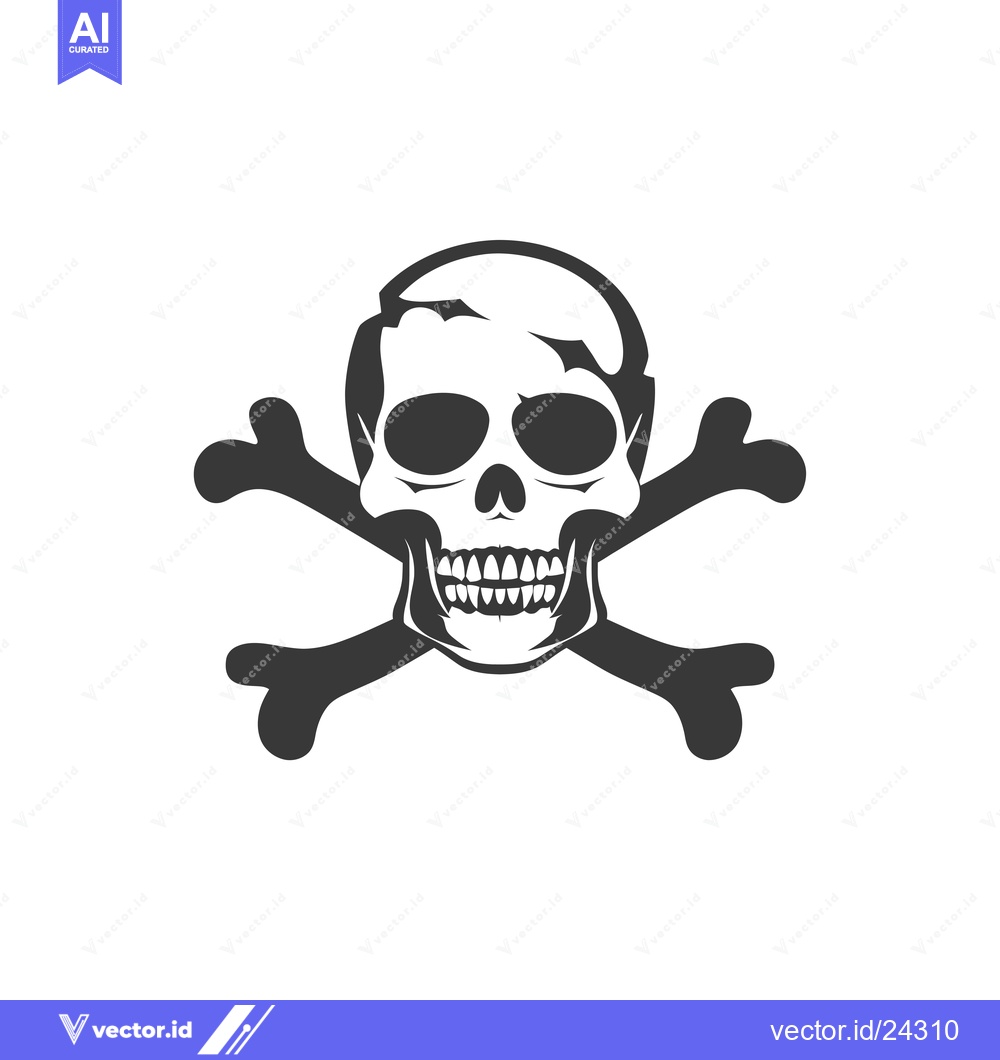 Premium Vector dari Black and white illustration of a skull and crossbones