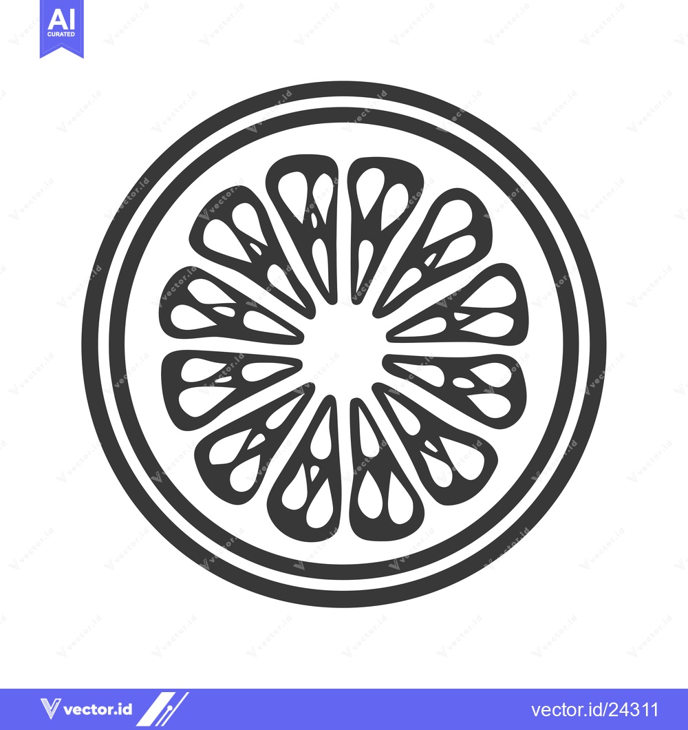 Premium Vector dari Black and White Illustration of a Sliced Citrus Fruit