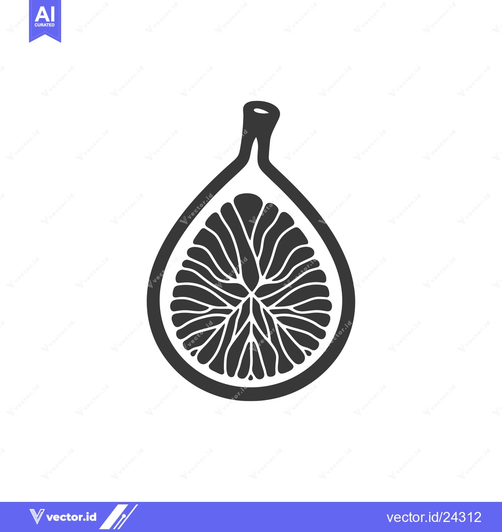 Premium Vector of Black and White Illustration of a Sliced Fig