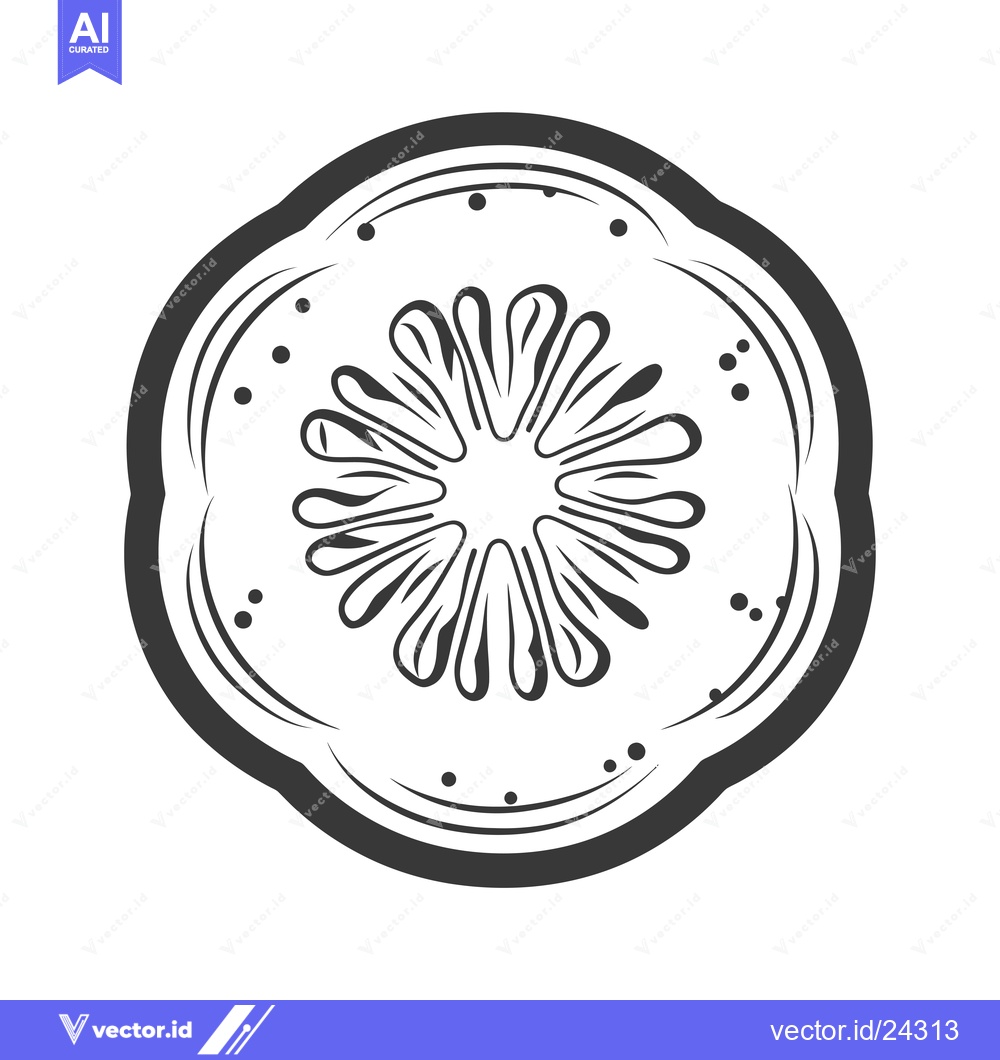 Premium Vector dari Black and white illustration of a sliced kiwi fruit