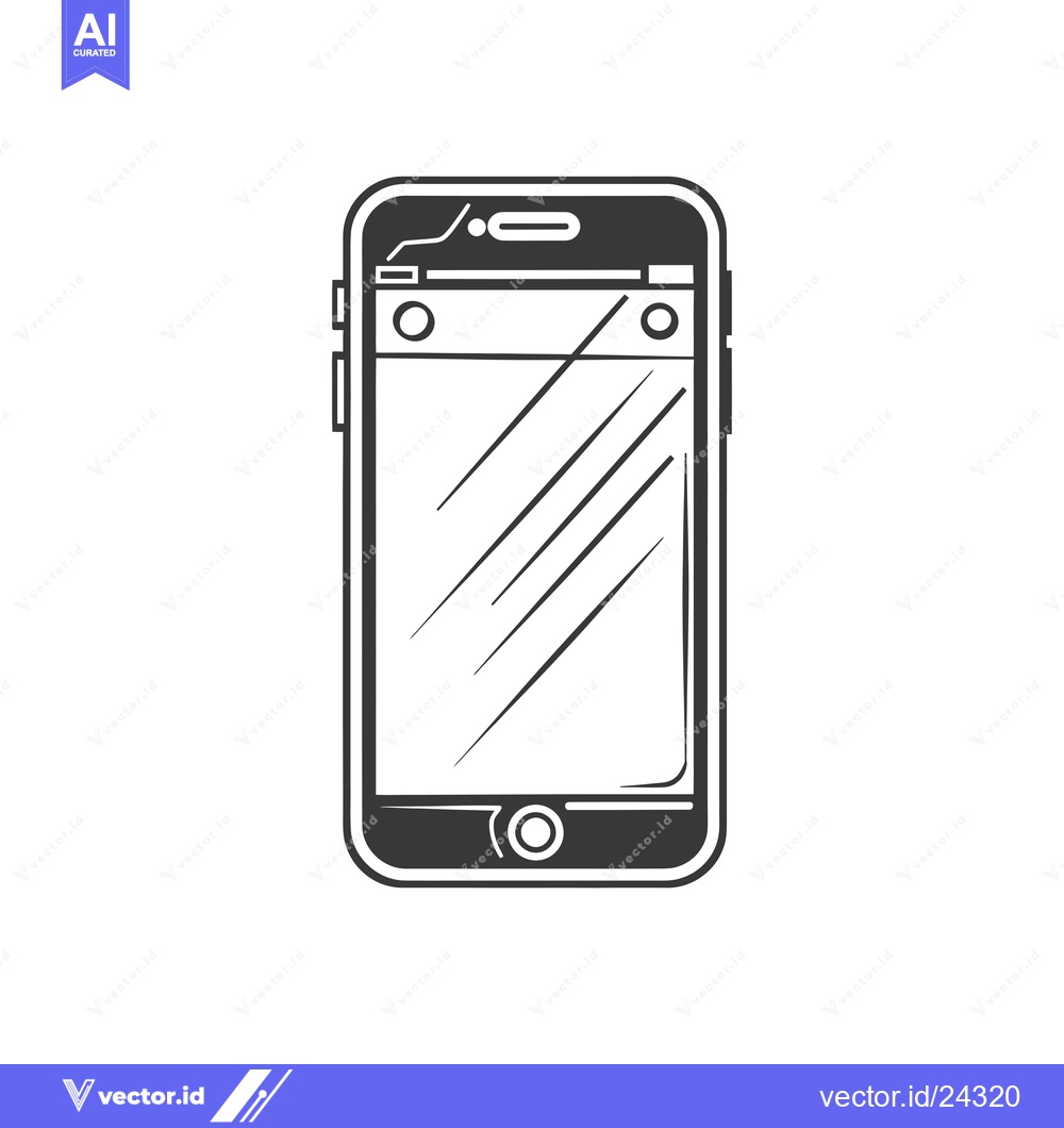 Premium Vector dari Black and White Illustration of a Smartphone with a Blank Screen