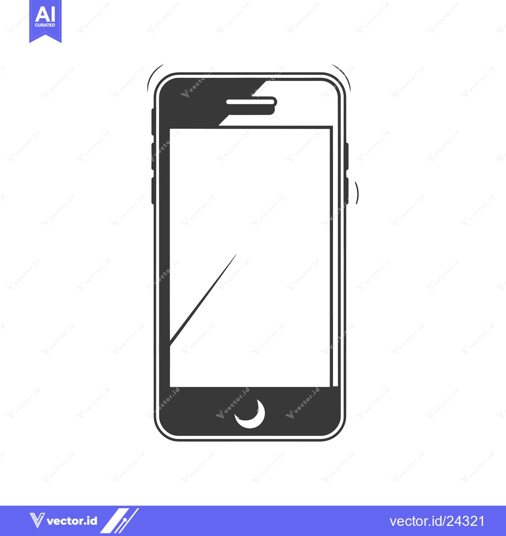 Premium Vector dari Black and white illustration of a smartphone with a crescent moon icon