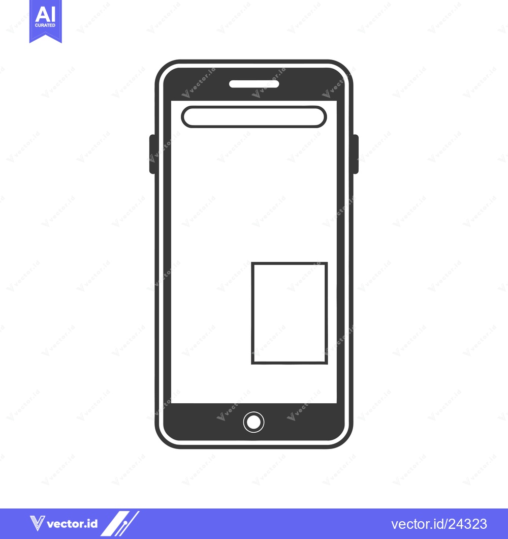 Premium Vector dari Black and White Illustration of a Smartphone with a Rectangular Placeh