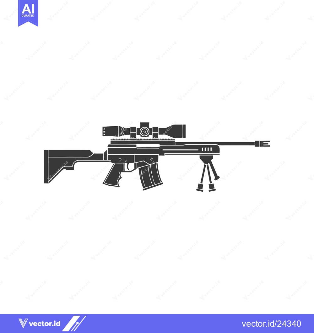 Premium Vector dari Black and White Illustration of a Sniper Rifle