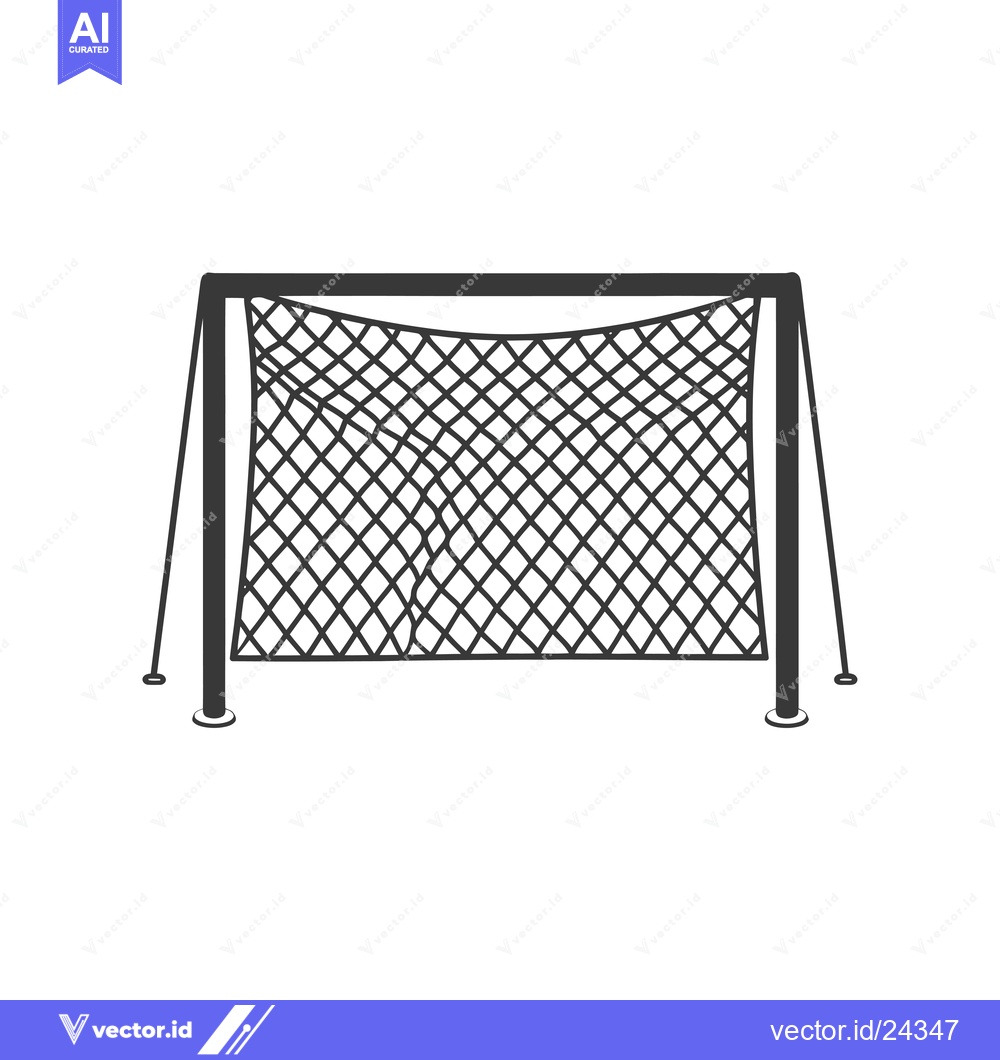 Premium Vector of Black and white illustration of a soccer goal with a net