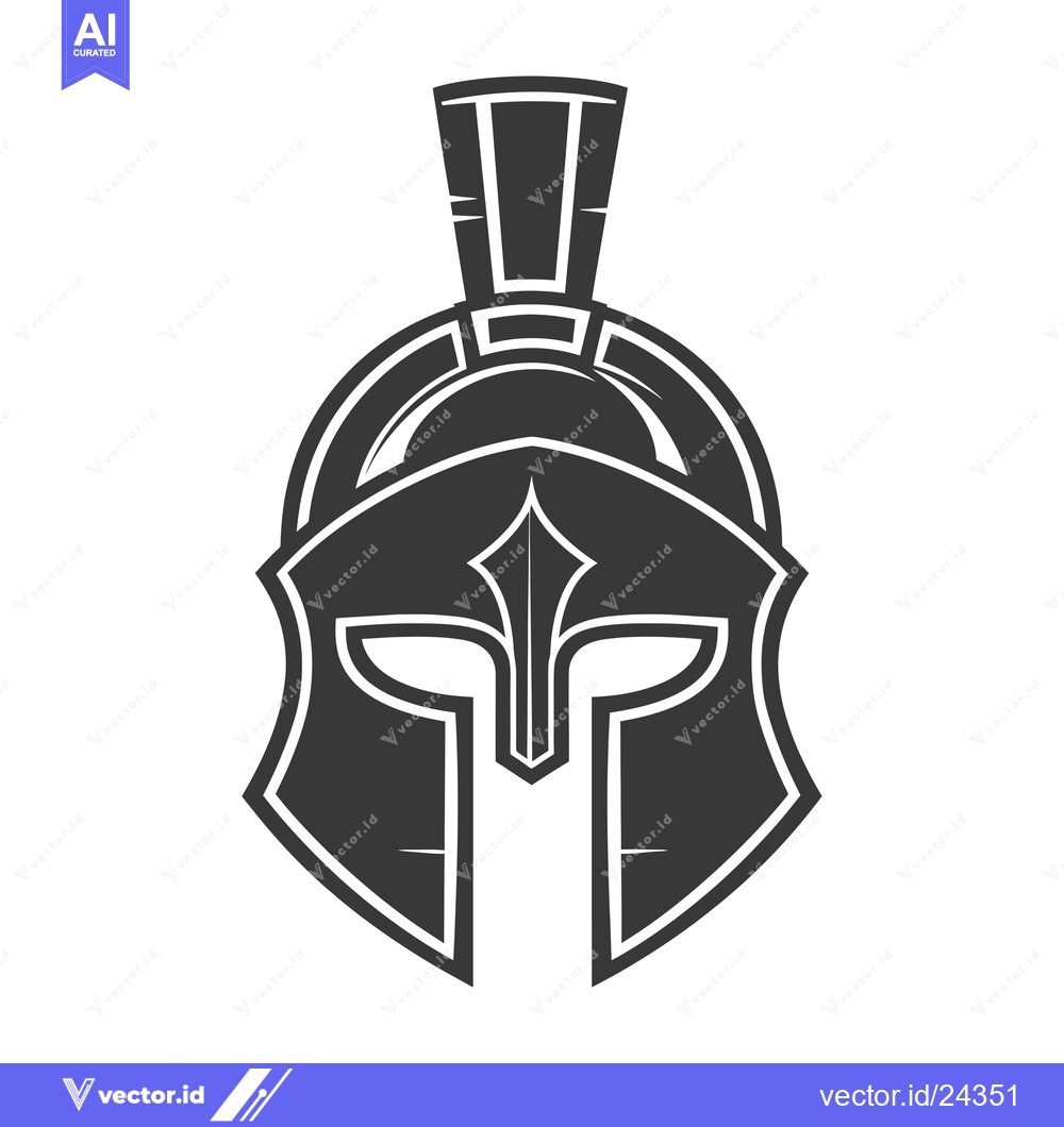 Premium Vector of Black and White Illustration of a Spartan Helmet