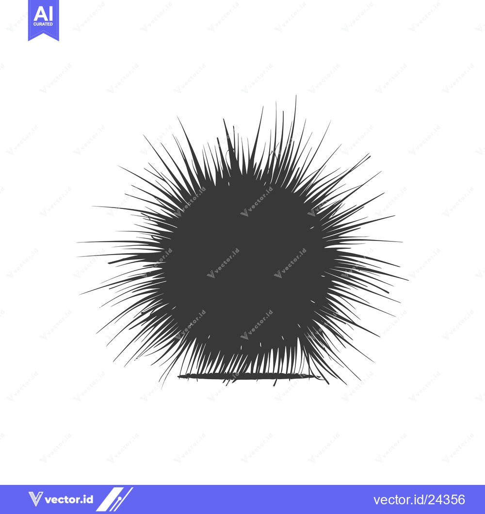 Premium Vector dari Black and White Illustration of a Spiky Sea Urchin