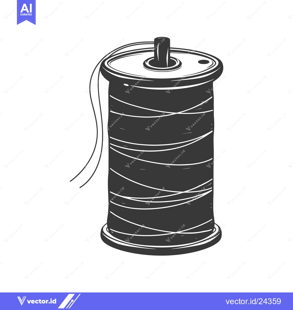 Premium Vector dari Black and White Illustration of a Spool of Thread