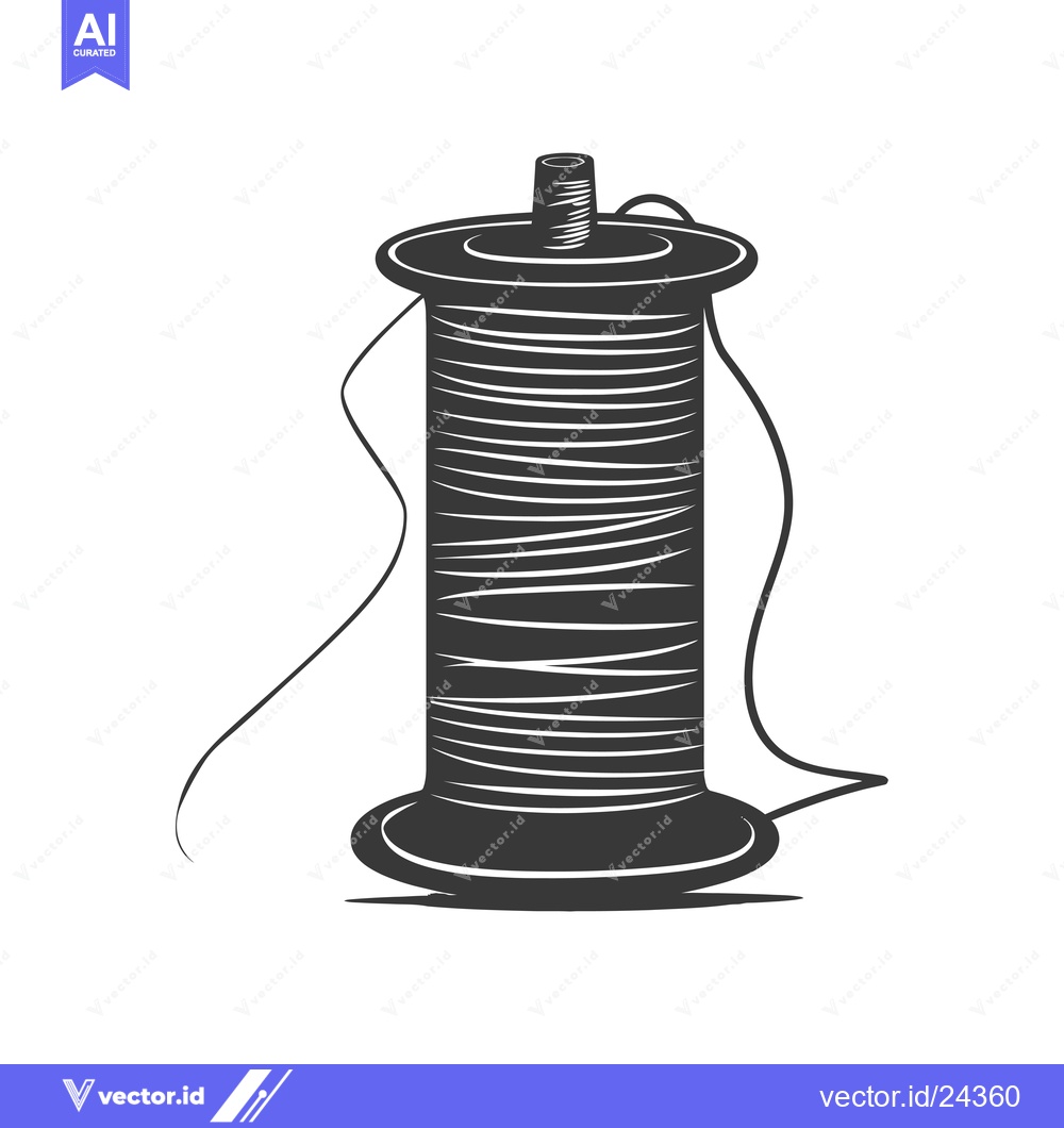 Premium Vector of Black and White Illustration of a Spool of Thread