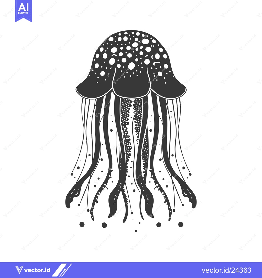 Premium Vector dari Black and White Illustration of a Spotted Jellyfish