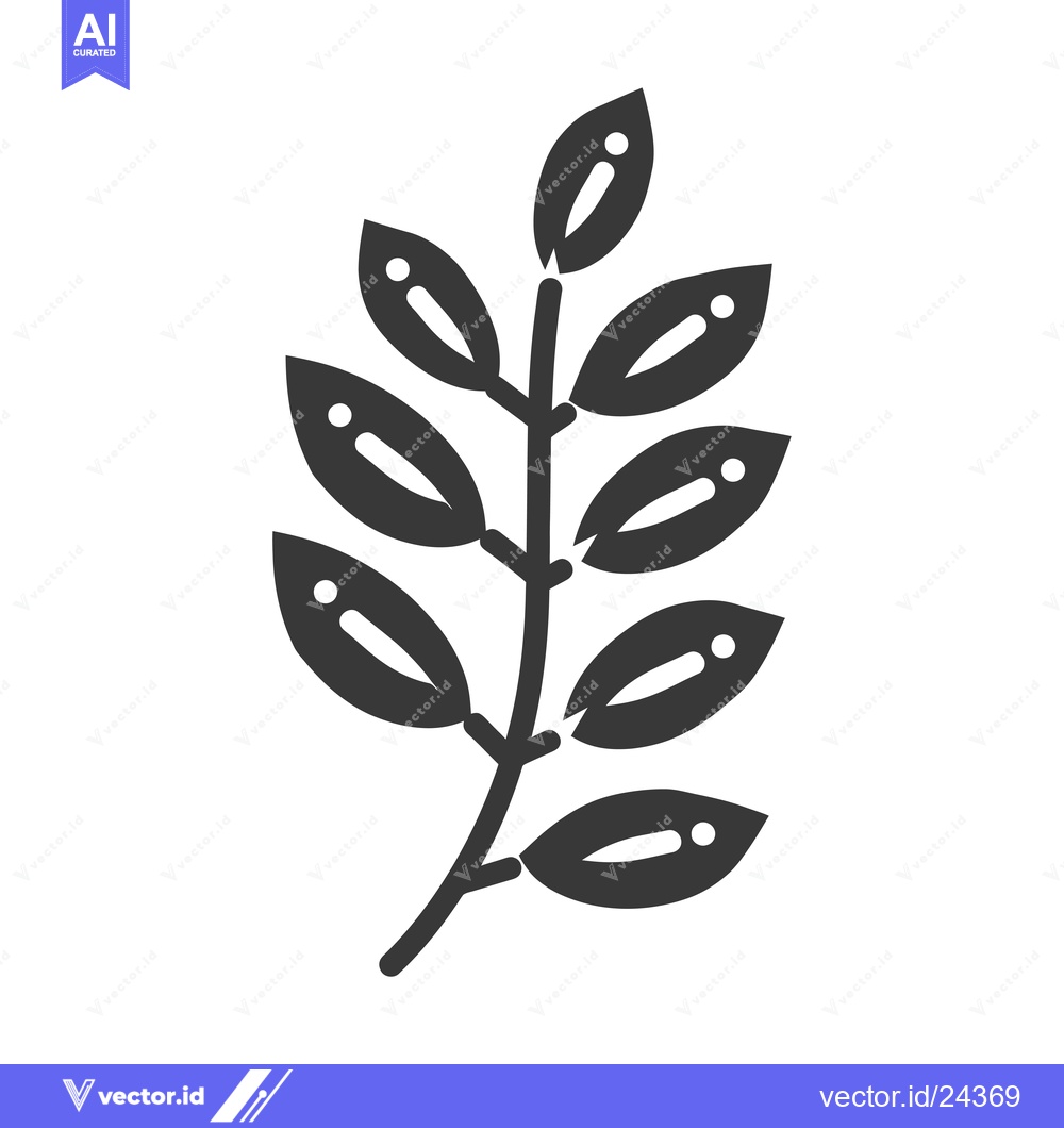Premium Vector dari Black and White Illustration of a Sprig of Leaves
