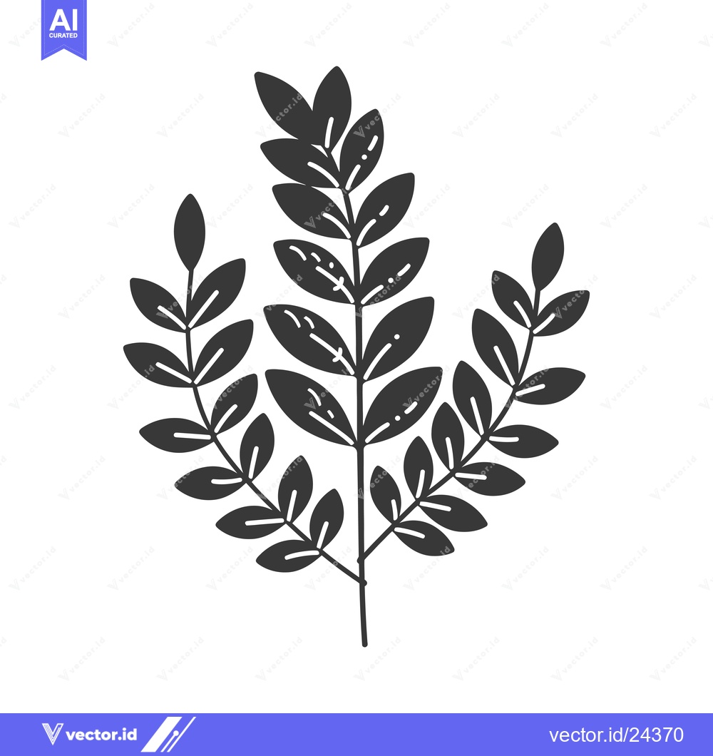 Premium Vector dari Black and White Illustration of a Sprig of Leaves