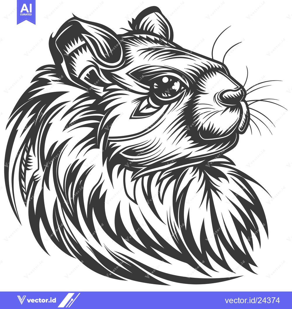 Premium Vector of Black and White Illustration of a Squirrel's Head