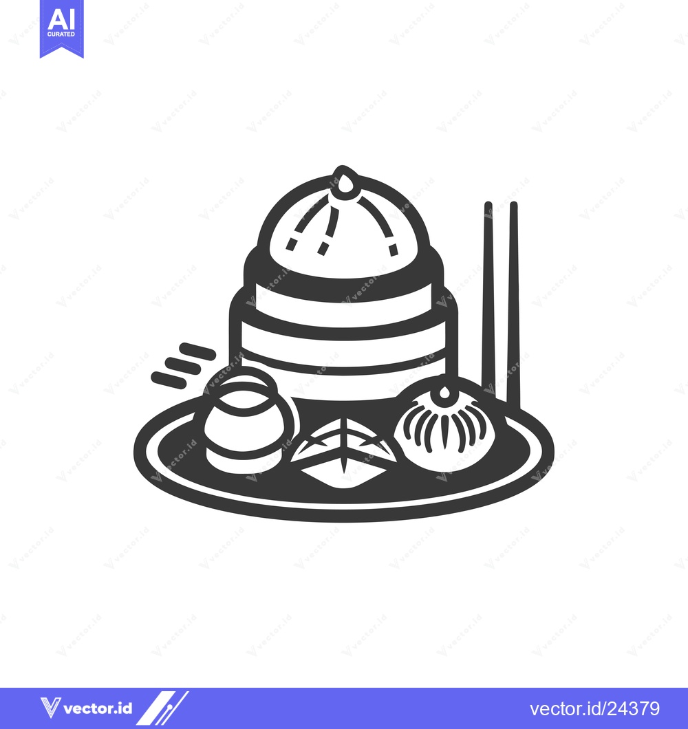 Premium Vector of Black and White Illustration of a Stack of Dumplings on a Plate