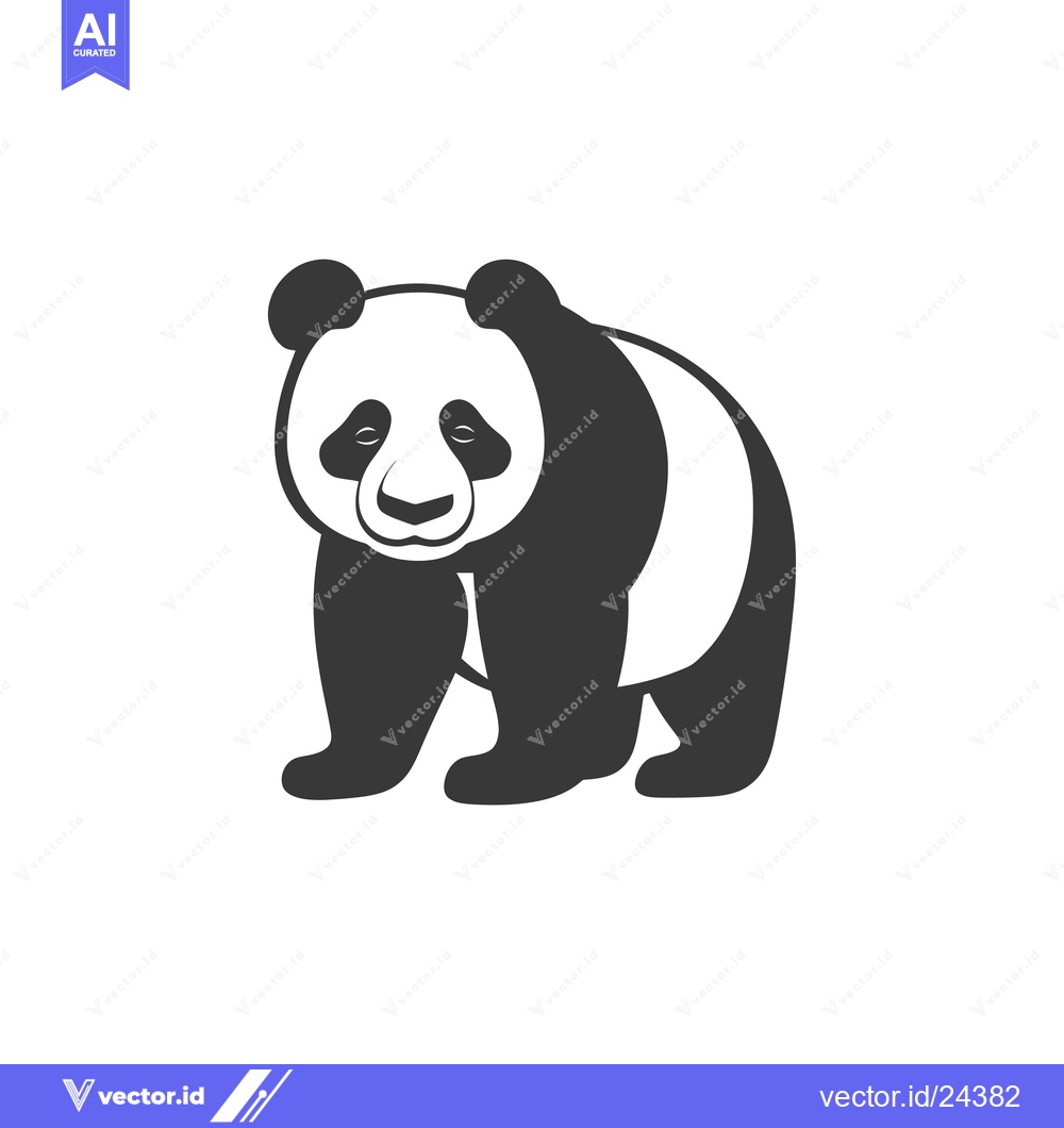 Premium Vector dari Black and White Illustration of a Standing Panda Bear