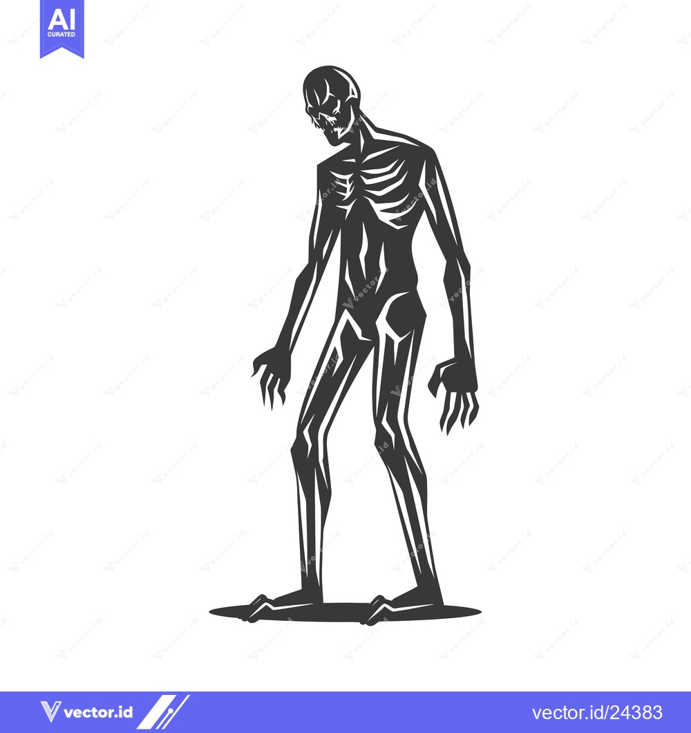 Premium Vector dari Black and White Illustration of a Standing Skeleton
