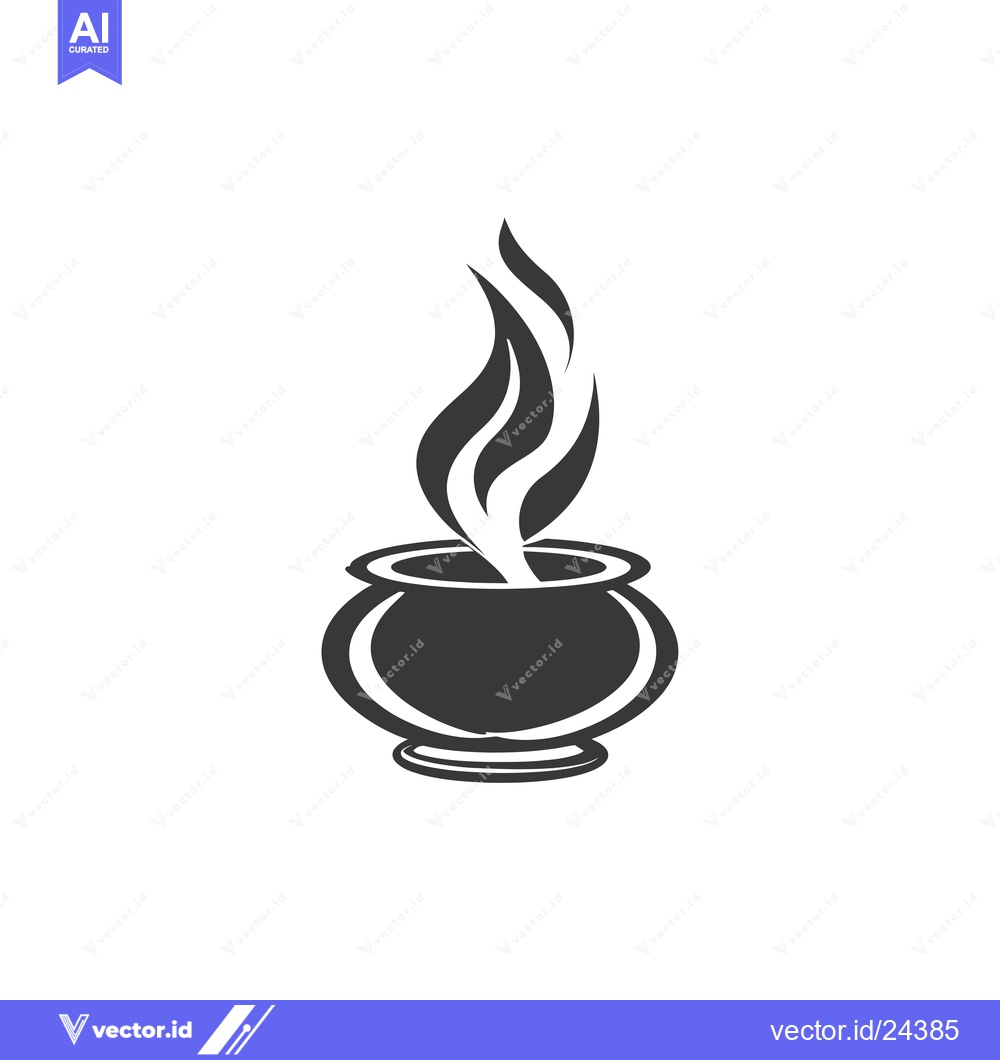 Premium Vector dari Black and White Illustration of a Steaming Cauldron