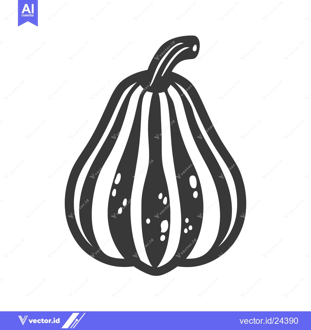Premium Vector of Black and White Illustration of a Striped Pumpkin