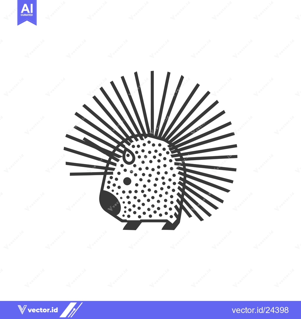 Premium Vector of Black and white illustration of a stylized porcupine