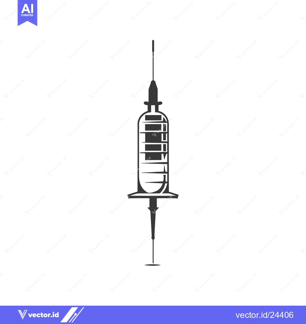 Premium Vector dari Black and white illustration of a syringe with a needle