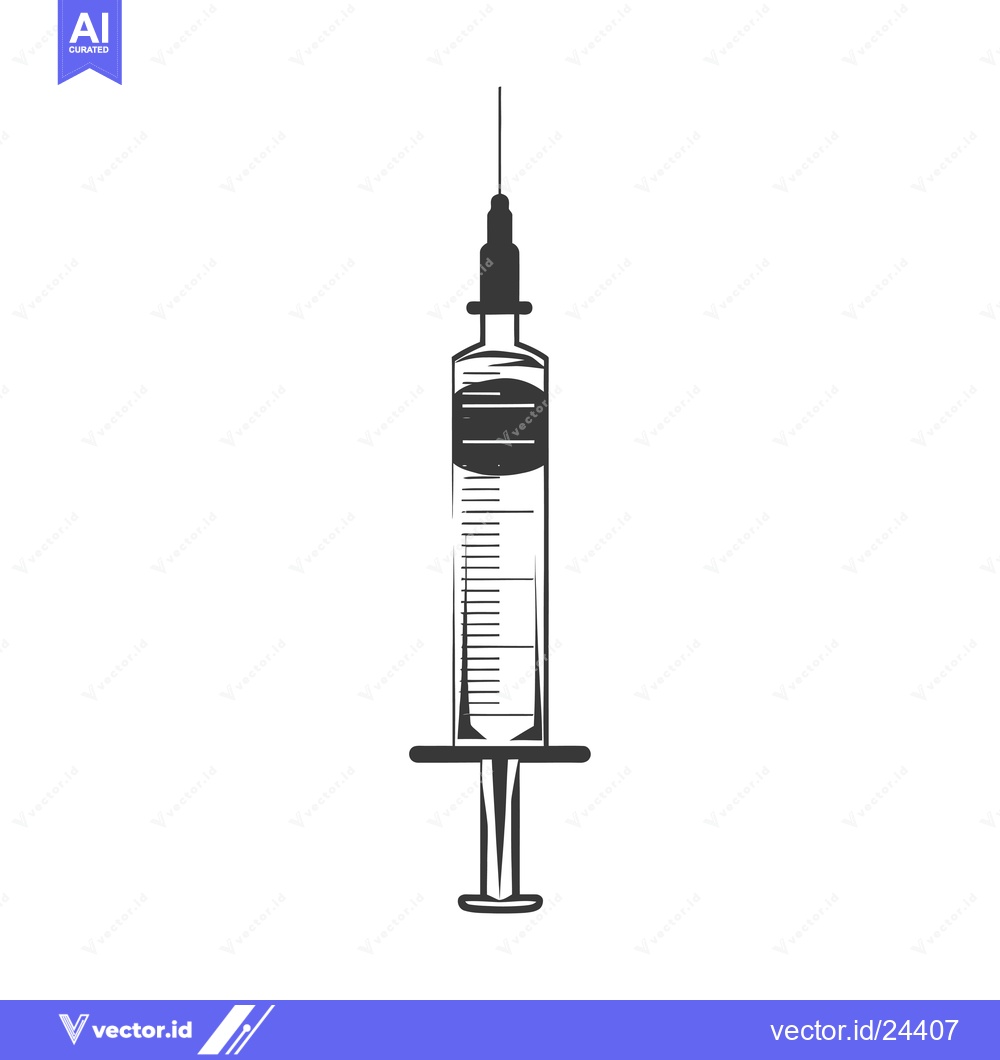 Premium Vector dari Black and White Illustration of a Syringe with a Needle