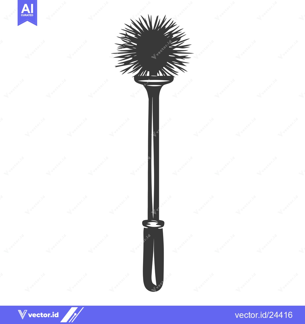 Premium Vector dari Black and White Illustration of a Toilet Brush