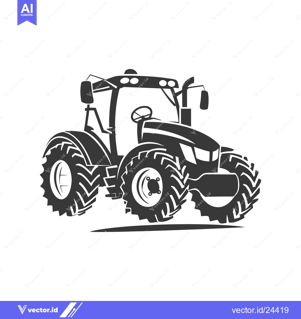 Premium Vector dari Black and white illustration of a tractor