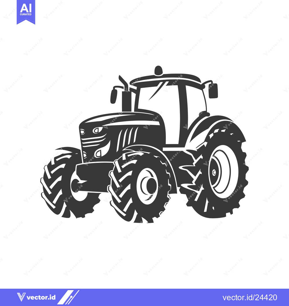 Premium Vector dari Black and White Illustration of a Tractor