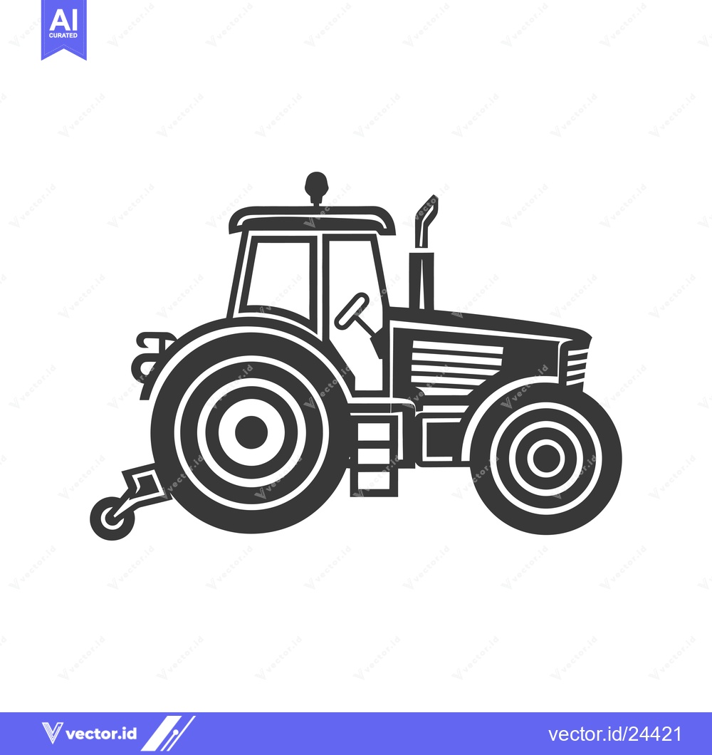 Premium Vector dari Black and White Illustration of a Tractor