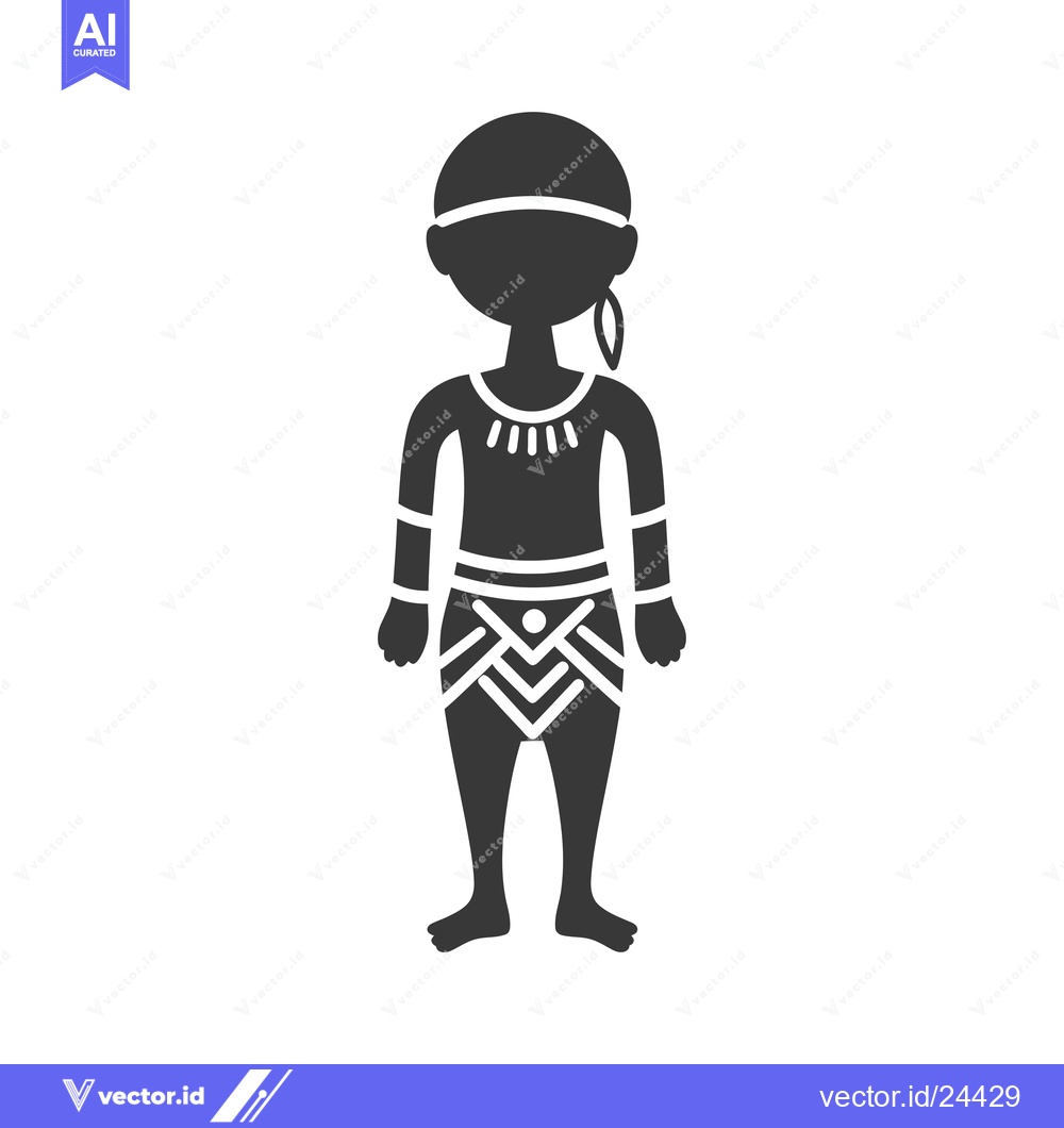 Premium Vector of Black and white illustration of a tribal person