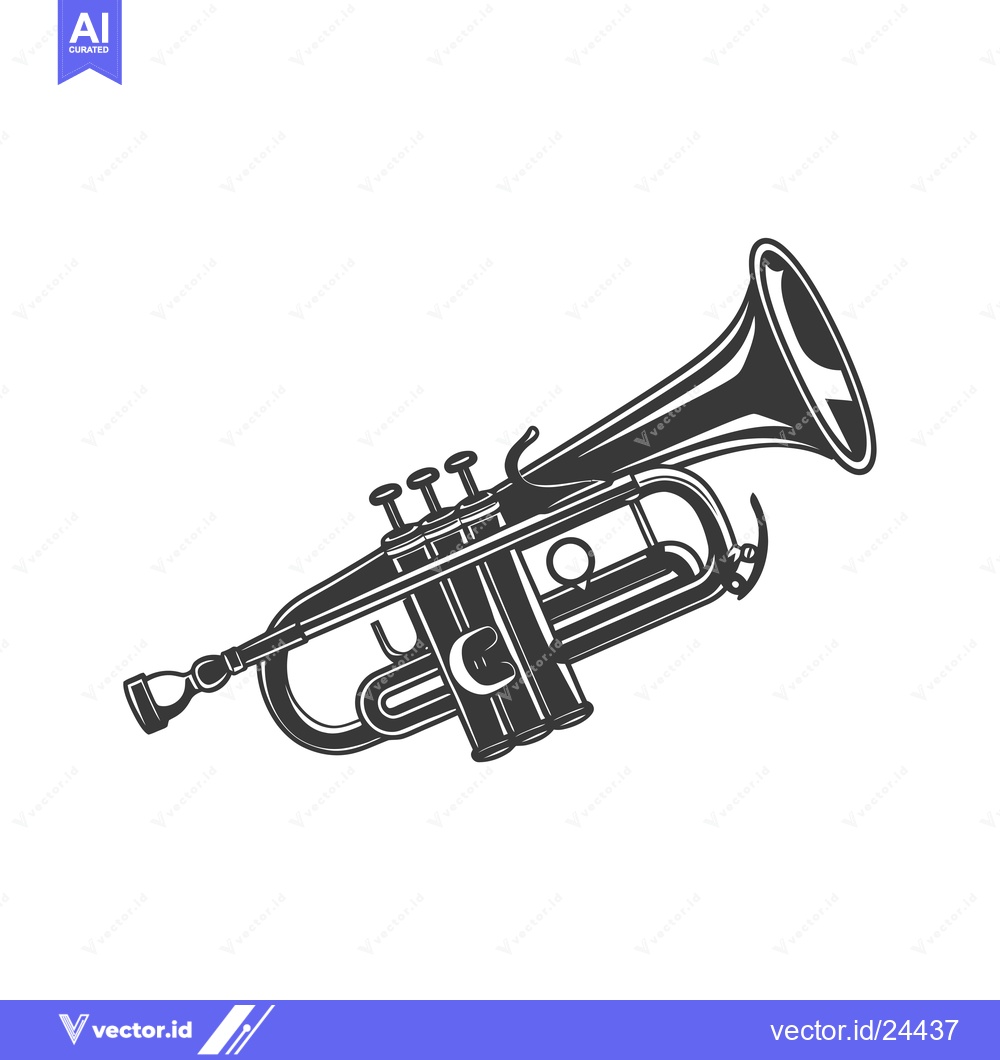 Premium Vector of Black and White Illustration of a Trumpet