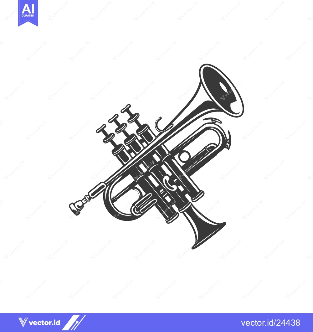 Premium Vector dari Black and White Illustration of a Trumpet