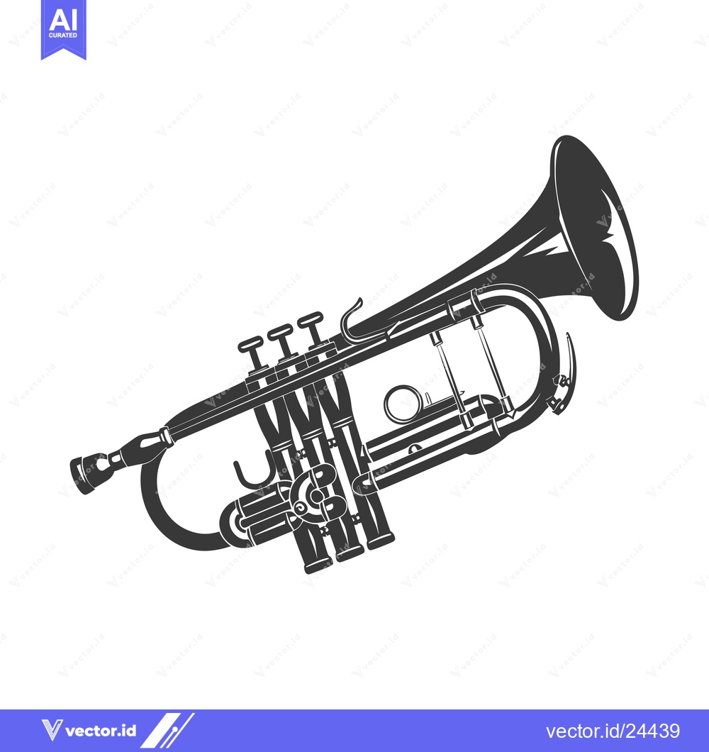 Premium Vector of Black and white illustration of a trumpet