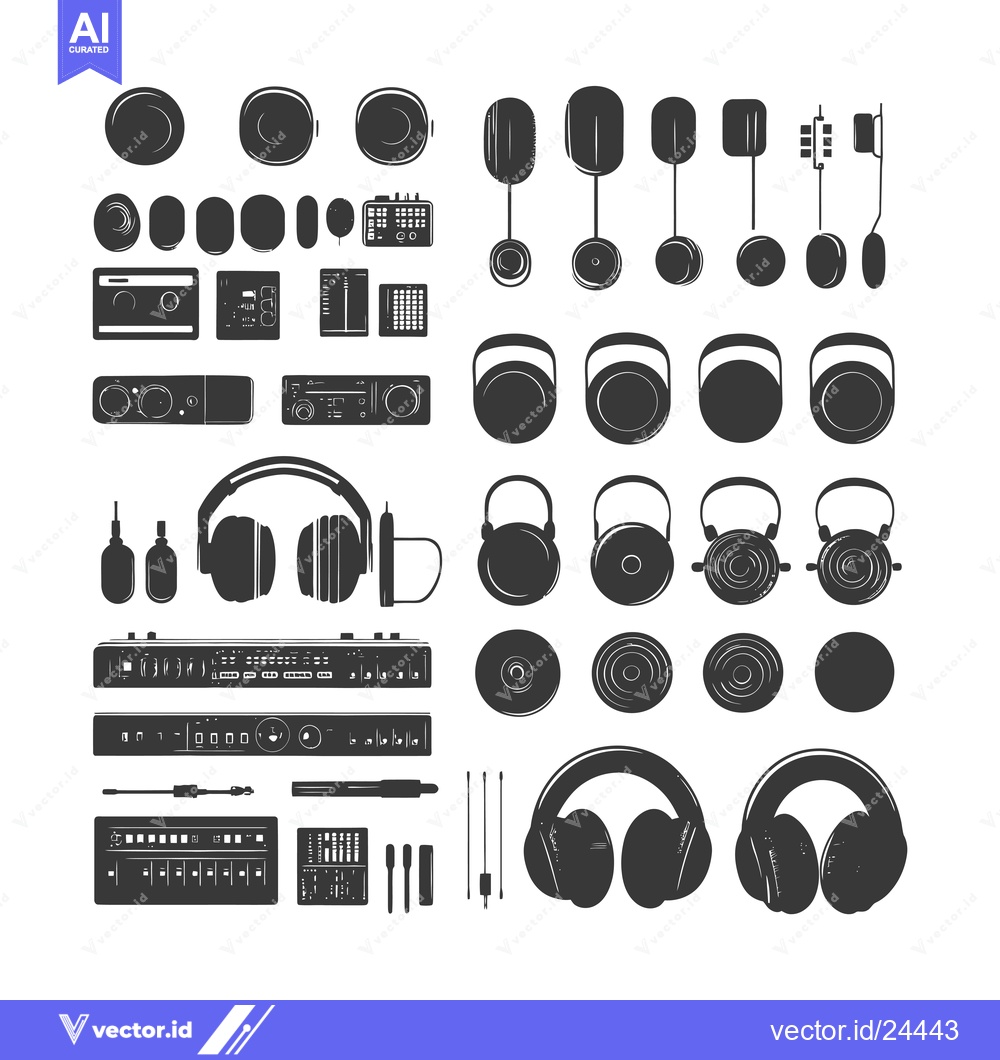 Premium Vector dari Black and White Illustration of Audio Equipment and Headphones