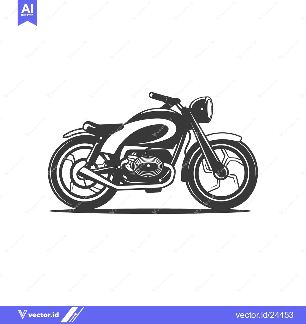 Premium Vector of Black and white illustration of a vintage motorcycle