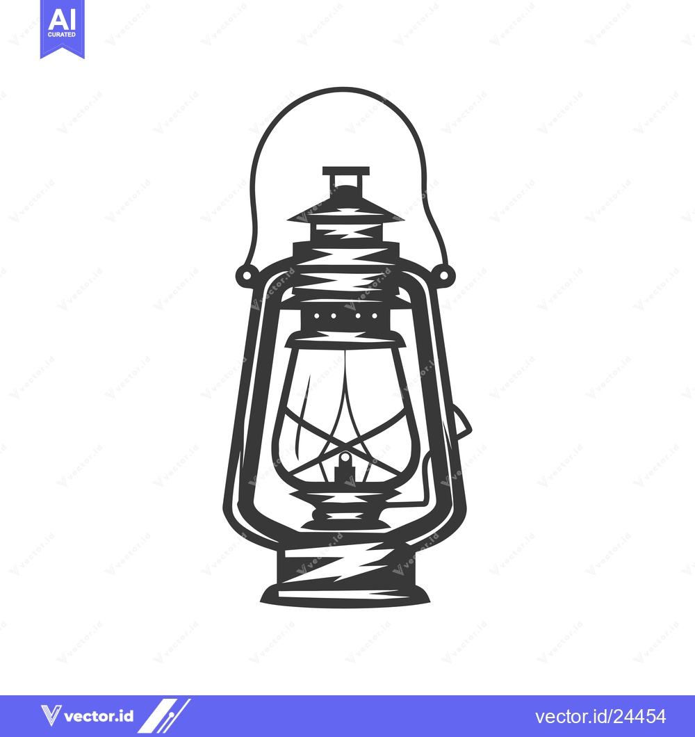 Premium Vector dari Black and White Illustration of a Vintage Oil Lamp