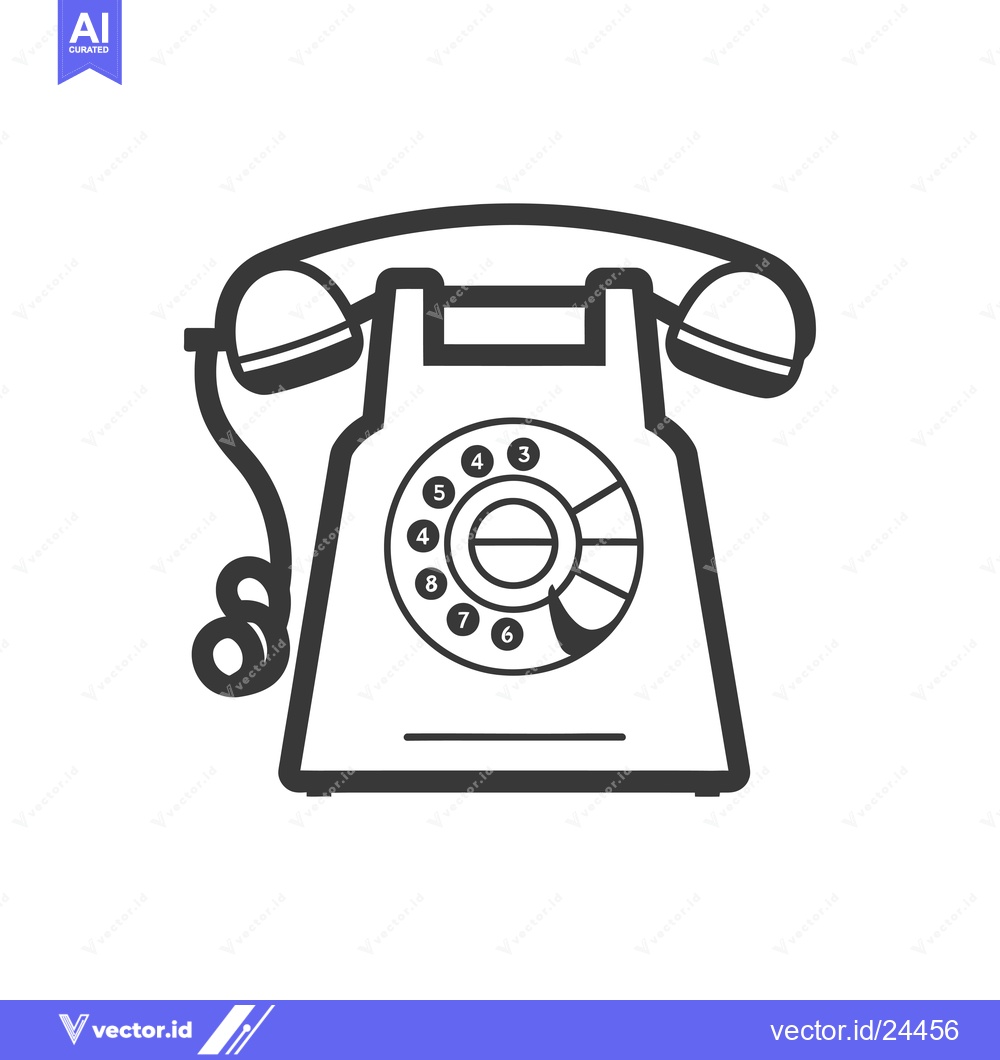 Premium Vector dari Black and White Illustration of a Vintage Rotary Phone