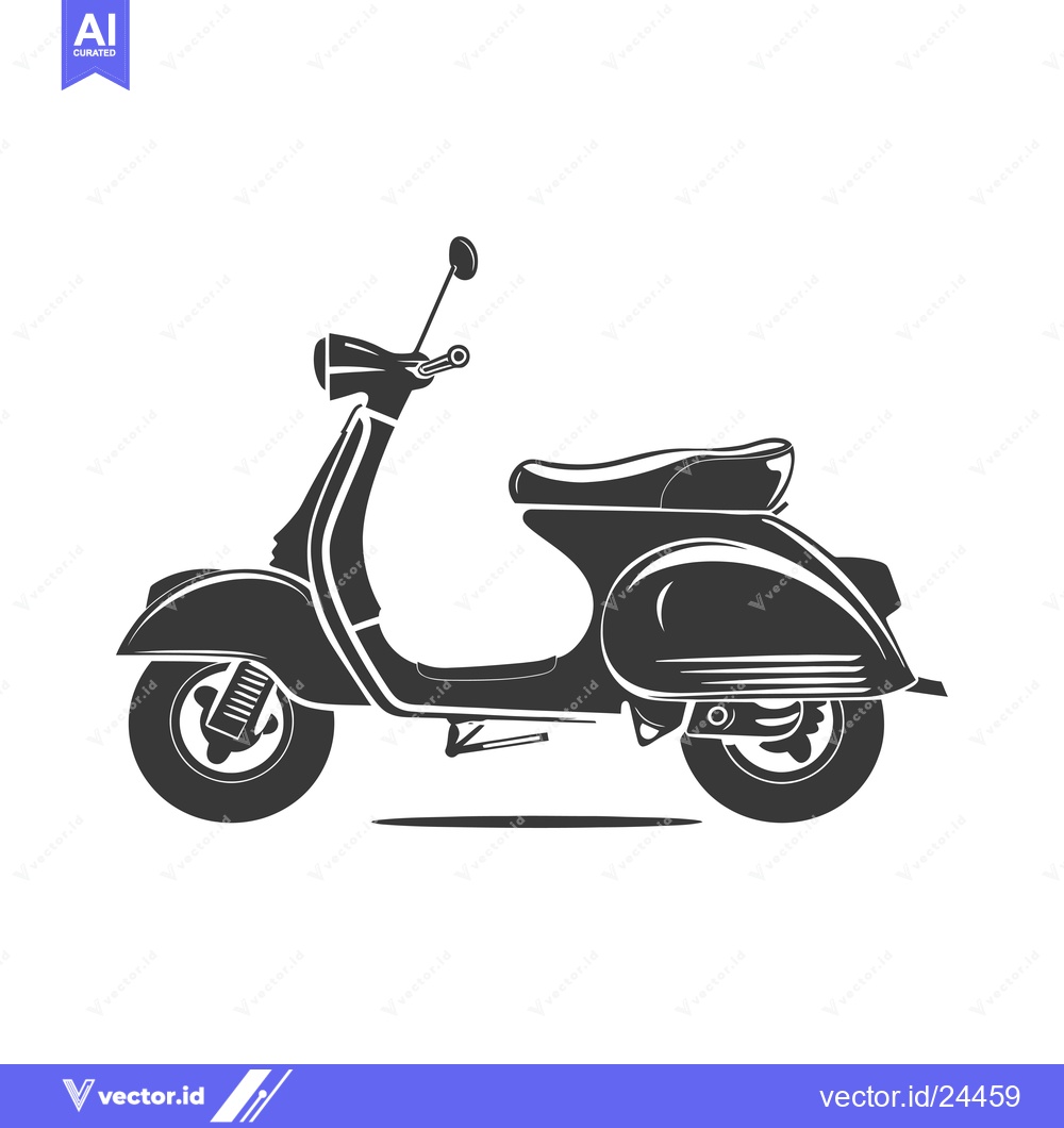 Premium Vector dari Black and White Illustration of a Vintage Scooter