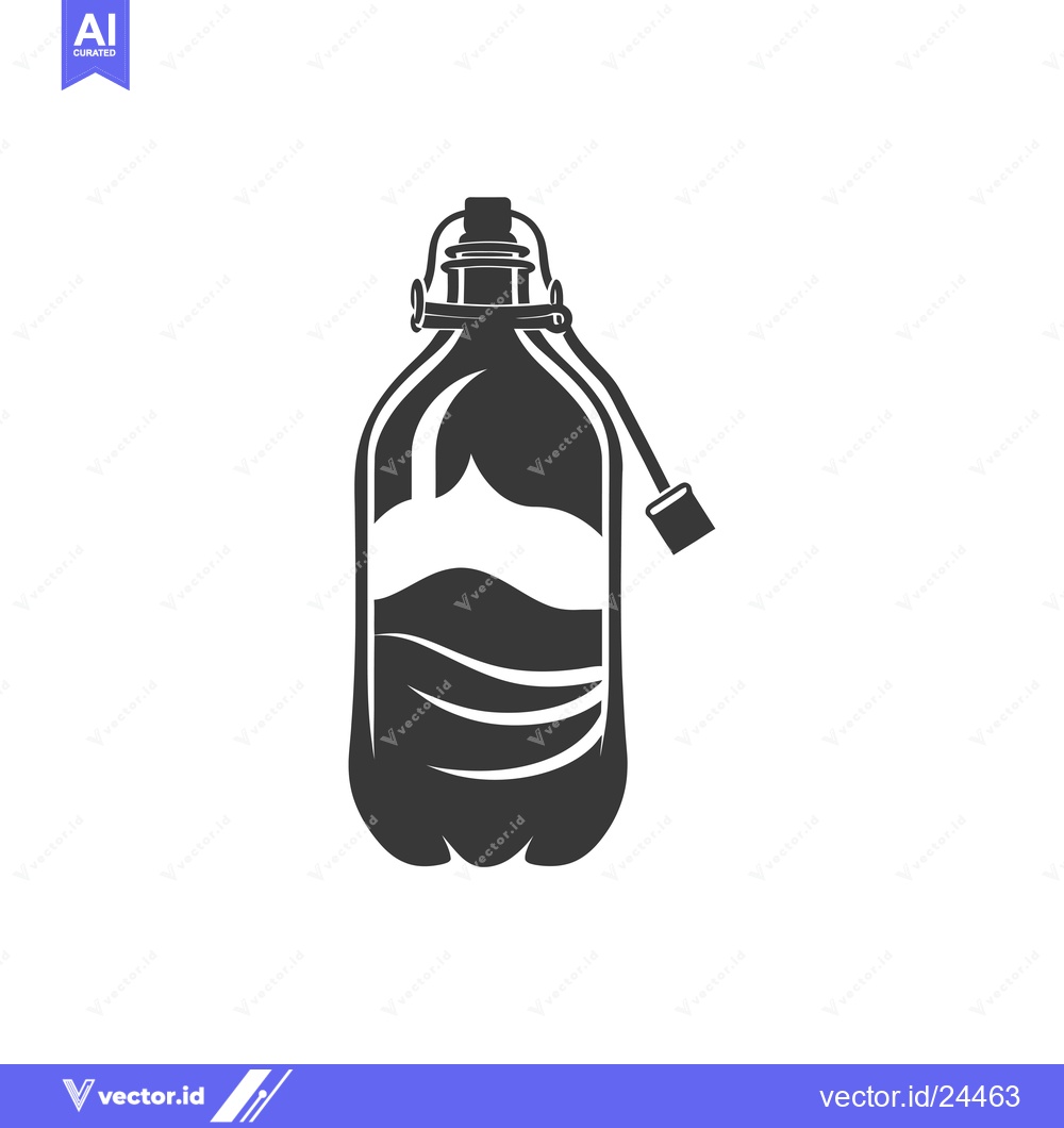 Premium Vector dari Black and White Illustration of a Water Bottle with a Rope Handle