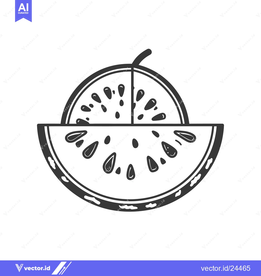 Premium Vector dari Black and White Illustration of a Watermelon Slice